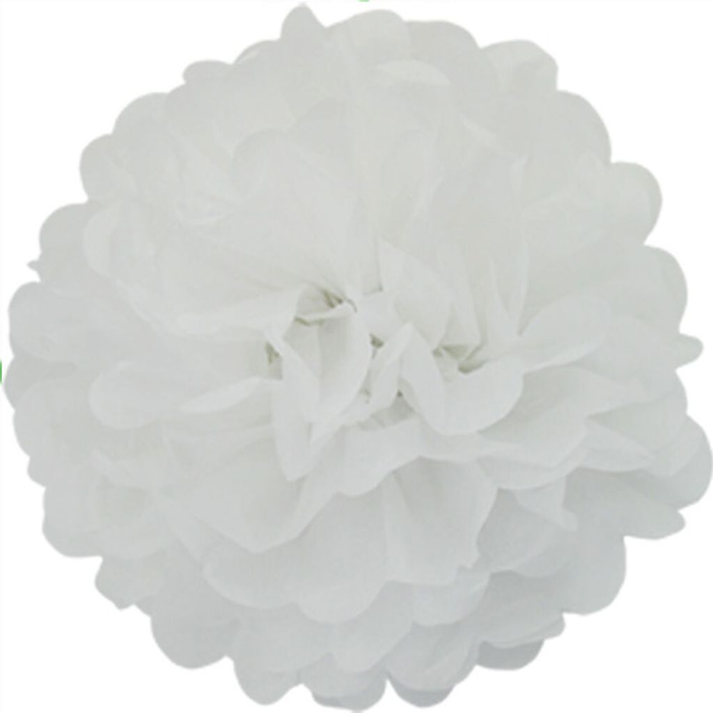 1 Papier Pompon 25cm, Farbauswahl:weiß 029