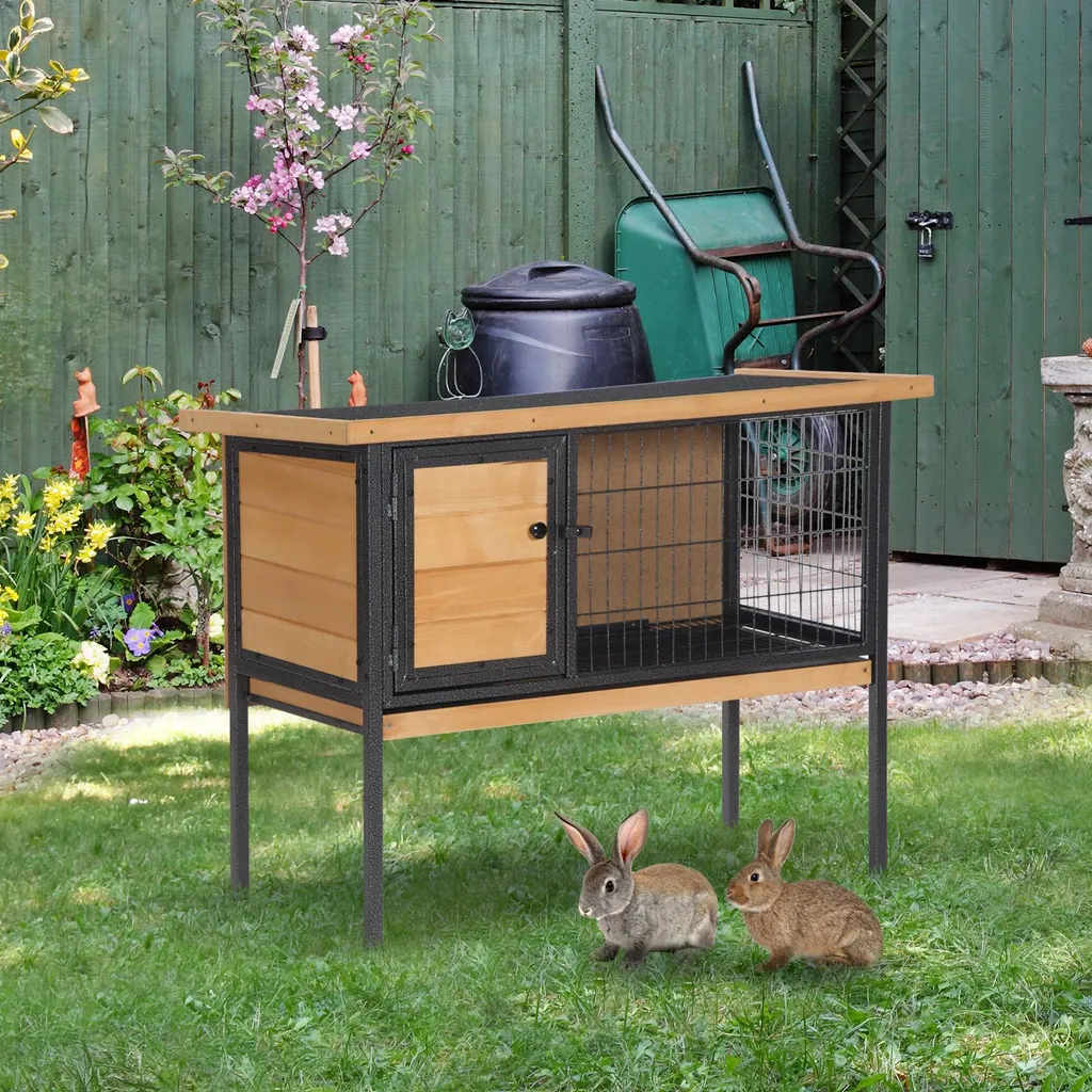 Abri lapins avec toit ouvrant et pieds bois - Confort 91,5L x 45l x 70H