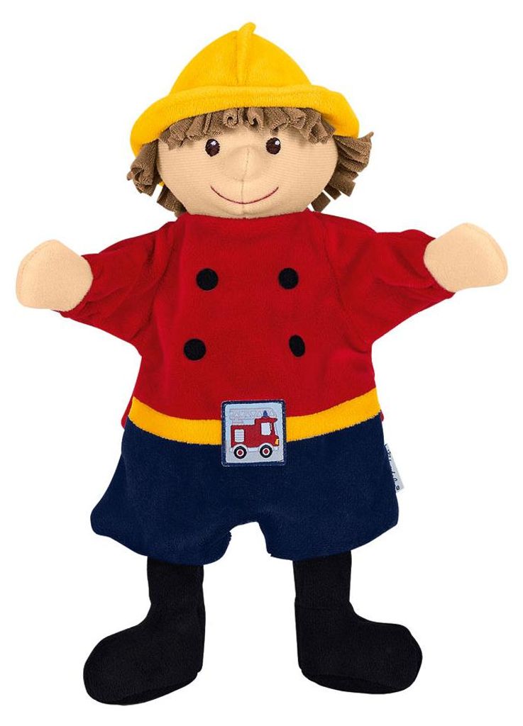 Handpuppe Feuerwehrmann 30 cm weich waschbar Puppentheater Produktbild 