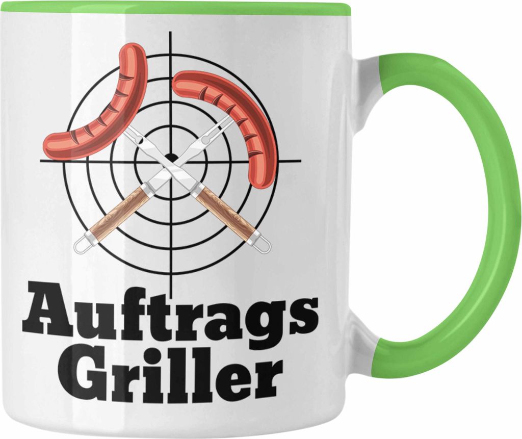 Trendation - Auftrags-Griller Tasse Geschenk Männer Kaffee-Becher Grillmeister Grillen BBQ Geschenkidee Zubehör Grill (Grün)