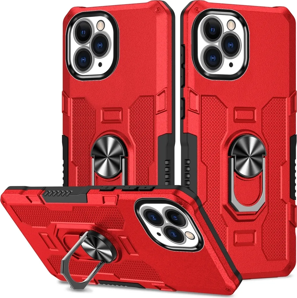 custodia per iPhone 11 Pro, resistente custodia a doppio strato con supporto ad anello e supporto per iPhone 11 Pro rosso