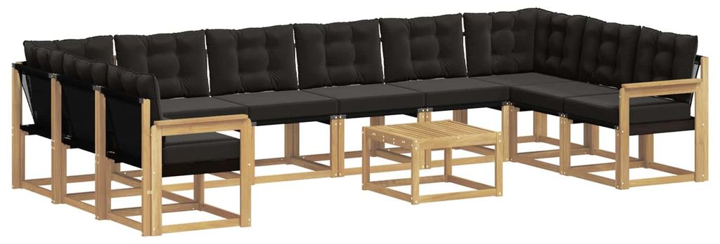 vidaXL Outdoor-Sofagarnitur mit Kissen 11 pcs Weiß und Schwarz