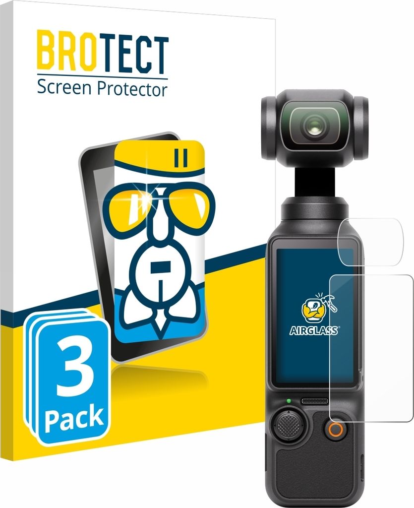 3x BROTECT Schutzglas für DJI Osmo Pocket 3 (Display + Linse) Schutzfolie Panzer Folie Glas Display Schutz klar