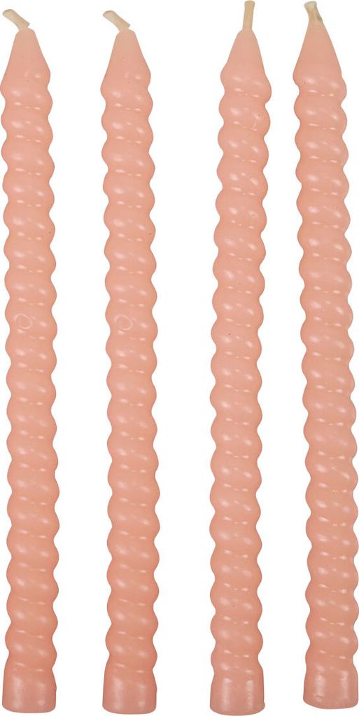 Gedrehte Spiralkerzen Hellrosa 18cm Stabkerzen Set 4 Stück Deko