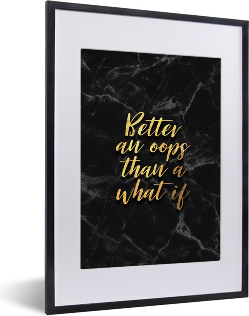 MuchoWow Gerahmtes Poster Zitate - Motivation - Gold - Marmor 30x40 cm - Poster mit Schwarzem Bilderrahmen Wandposter Rahmen Foto Bilder - Wandpo...