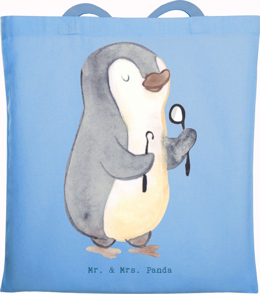 Mr. & Mrs. Panda Jutebeutel Zahnarzthelfer Herz - Sky Blue - Geschenk, Tasche, Einkaufstasche, Schultasche, totebag, Stoffbeutel, Tote Bag