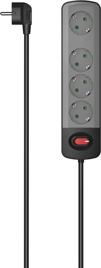 Multiprise 4 prises Hama 00223053 avec interrupteur et câble de 1,5m
