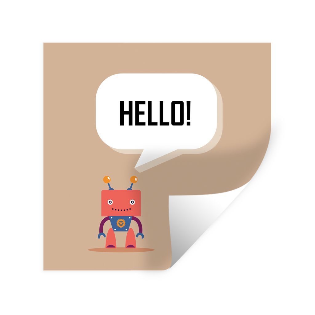 MuchoWow Wandtattoo Wandsticker Wandaufkleber Sprichwörter - Zitate - Hallo! - Roboter - Zahnrad - Kinder 100x100 cm Selbstklebend und Repositio...