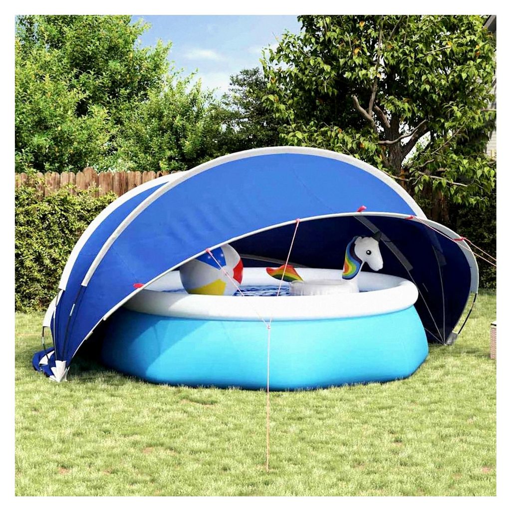 Faltbarer Pool-Dome, Schutz für Swimmingpools, Blau 472x460x229 cm, UV-beständiges Fiberglas, Zelt für Garten, Terrasse und Camping