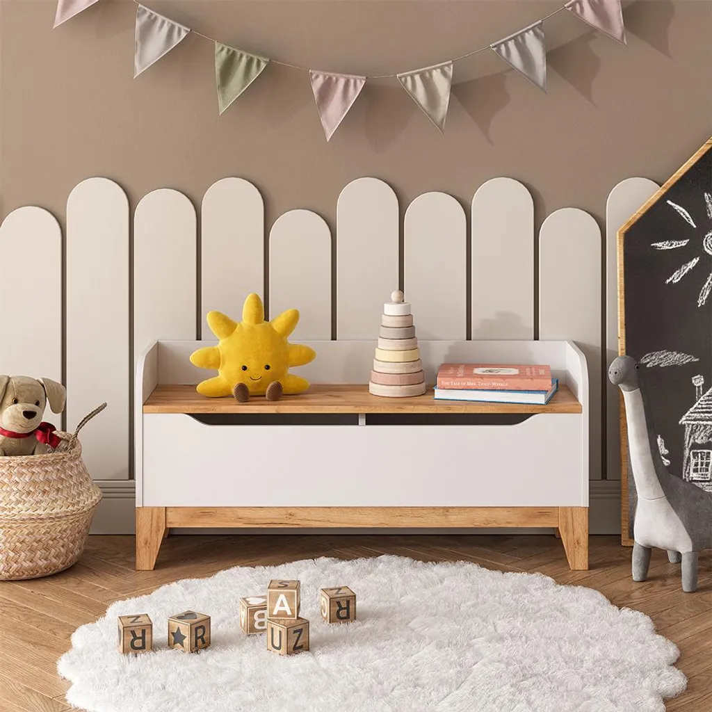 Vitalispa Malia Blanc Artisan 107.2x50cm Coffre à jouets avec assise 58368