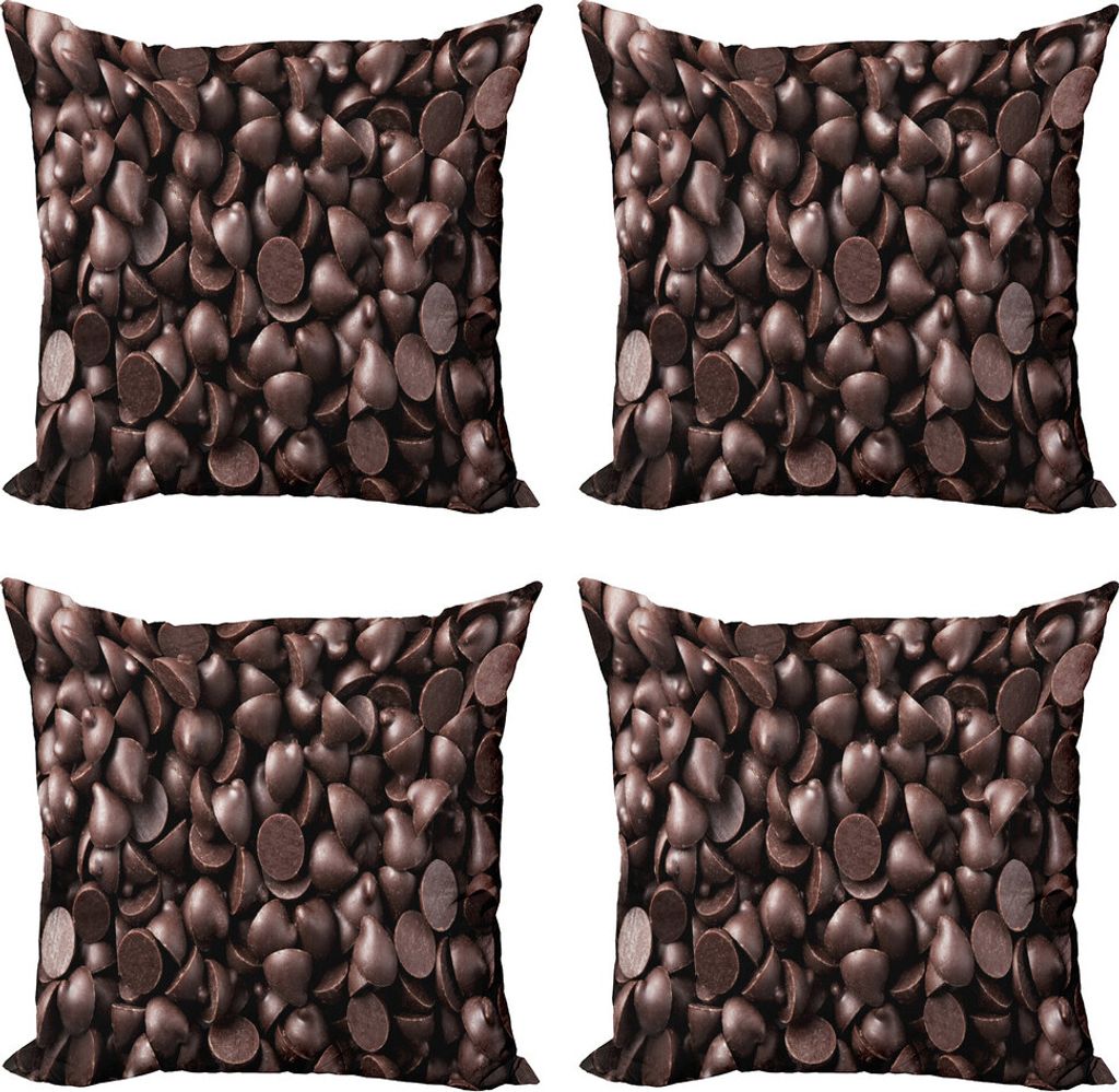 ABAKUHAUS Schokolade Kissenbezug Set (4 Stück), Close up Dessert Foto, Moderner Doppelseitiger Digitaldruck, 45 cm x 45 cm, Braun