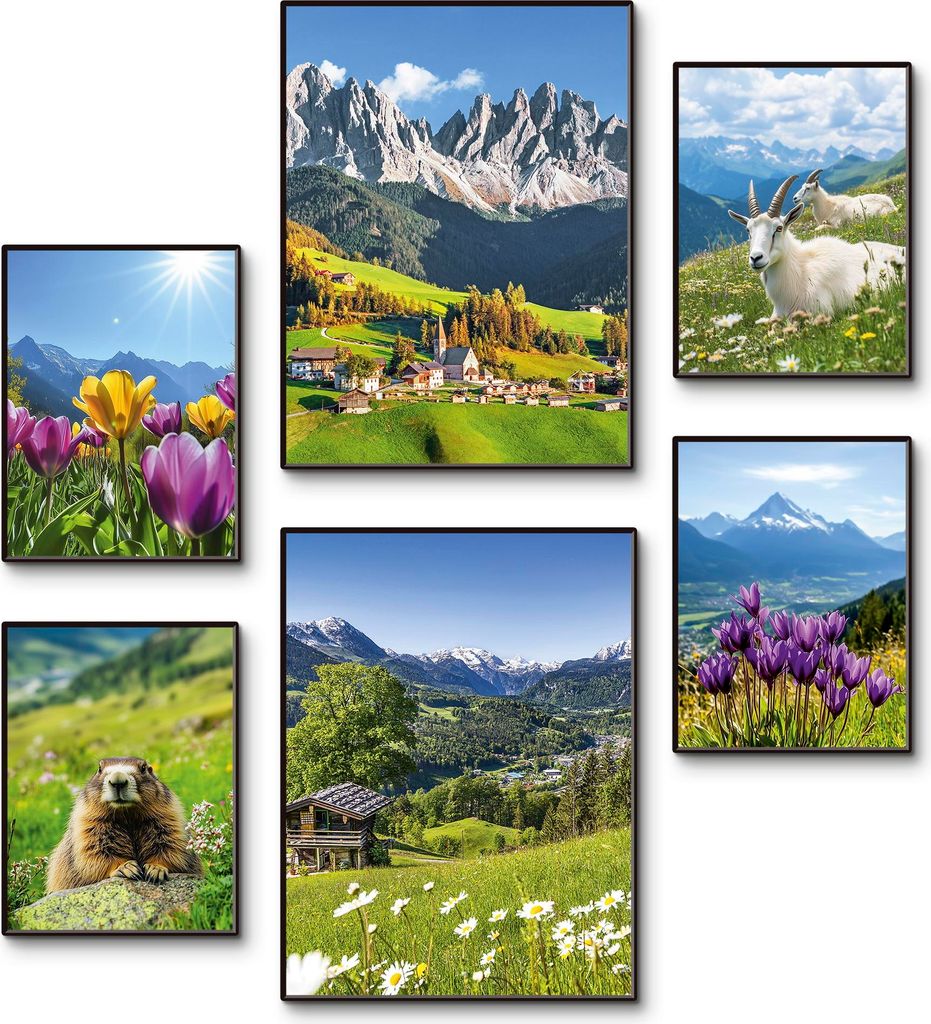 ARTland Frühling in den Bergen Größe: 6tlg. 4x30x40 / 2x45x60 cm
