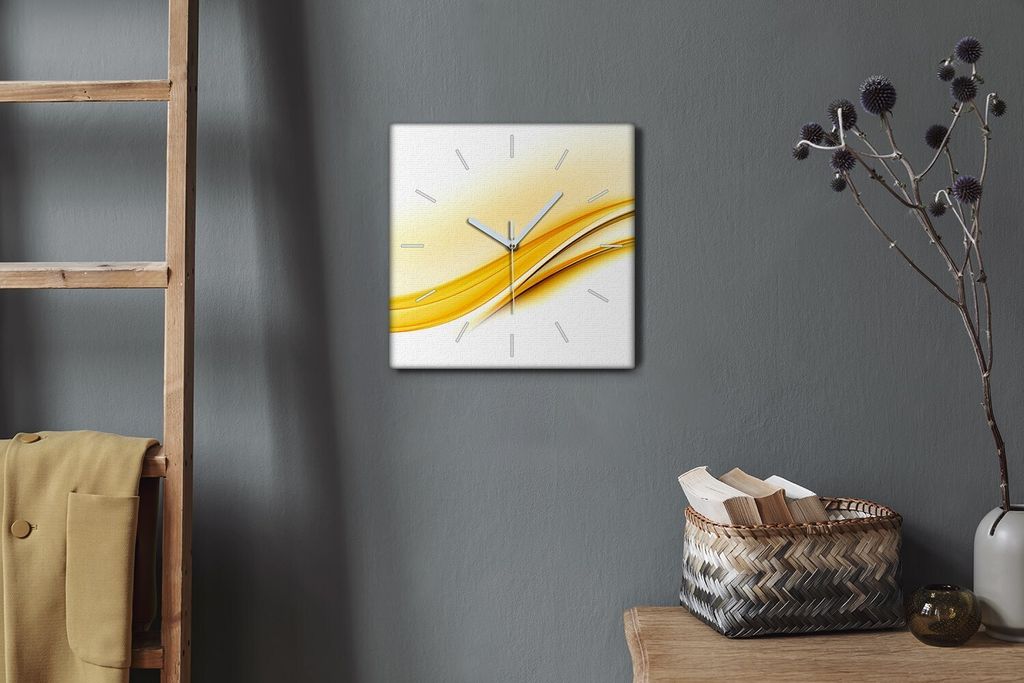 Coloray Hodiny Unikátní 30x30 cm Tiché hodiny Pro obývací pokoj a kuchyň Nástěnné hodiny Plátno Bílé ručičky hodin - vlny