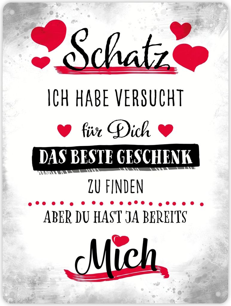 Bestes Geschenk für Schatz zum Valentinstag Metallschild XL in 21x28 cm