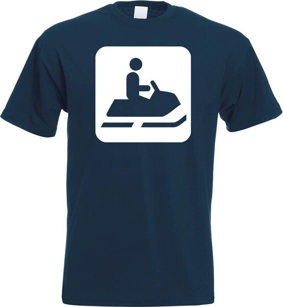 Kiwistar - T-Shirt - Navy - Schneemobil Raupen Piktogramme Herren Funshirt Bedruckt Design Sprüche Spruch Motive - mit Motiv Bedruckt - Funshirt D...