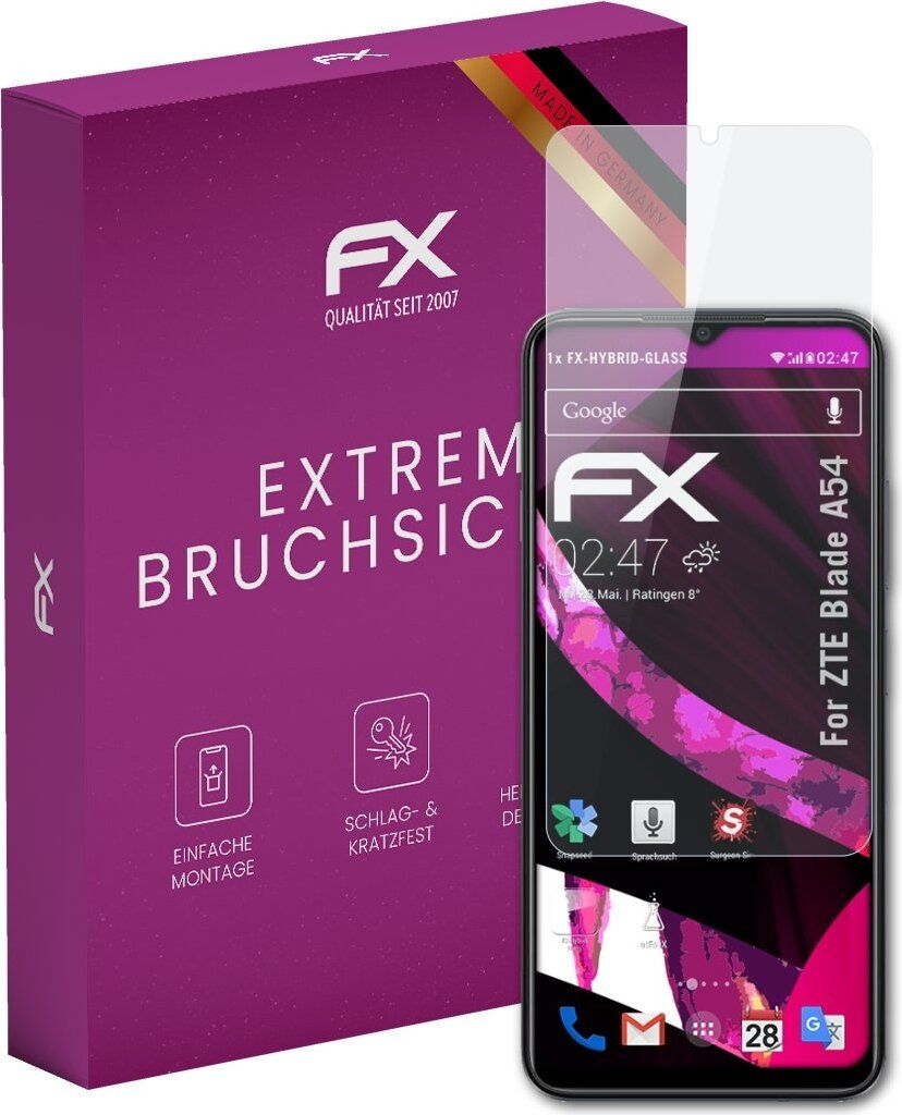 atFoliX FX-Hybrid-Glass Displayfolie kompatibel mit ZTE Blade A54 Glasfolie