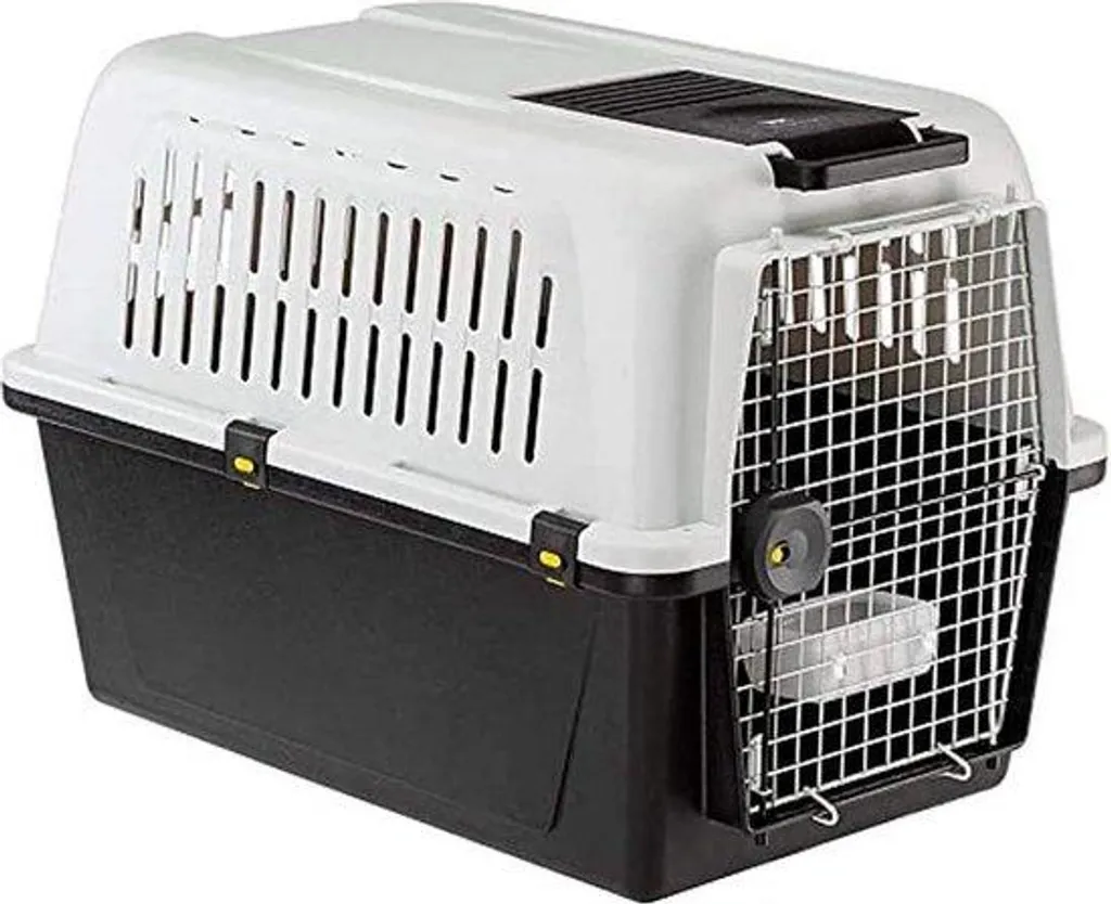 Cage de transport chien taille moyenne aérée avec bac à nourriture
