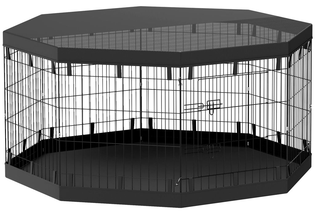 Welpenauslauf, 76 cm hoch/ca. 2,5 m², 8 Paneele, Bodenplane, Kombi-Dachplane