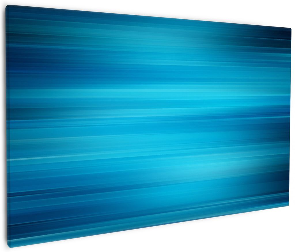 Wallario Premium Leinwandbild Blau und schwarz gestreift - Abstraktes Streifenmuster in Größe 60 x 90 cm