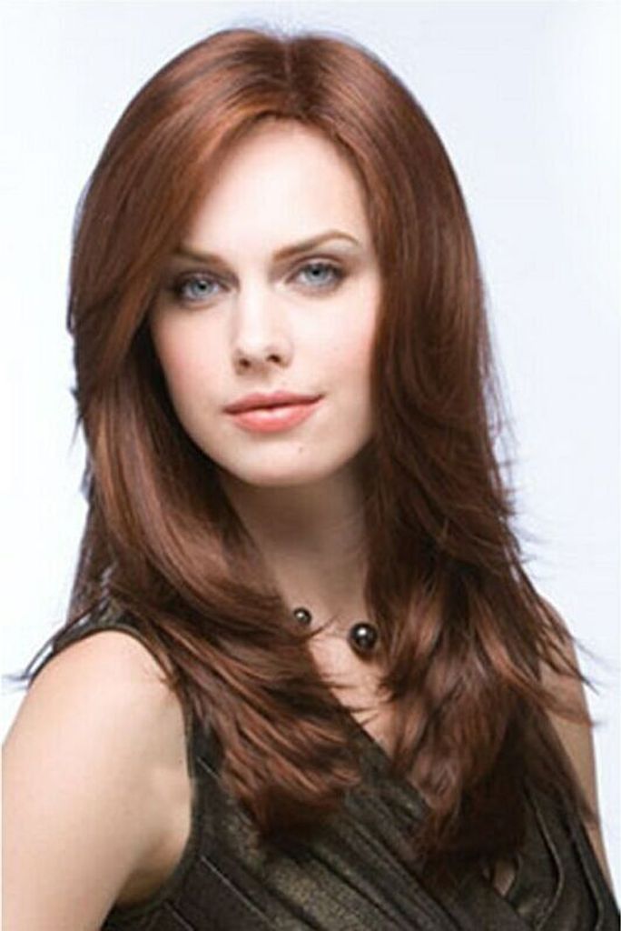 INF Lange Perücke für Damen – Superleicht & Atmungsaktiv Mittel braun model 2