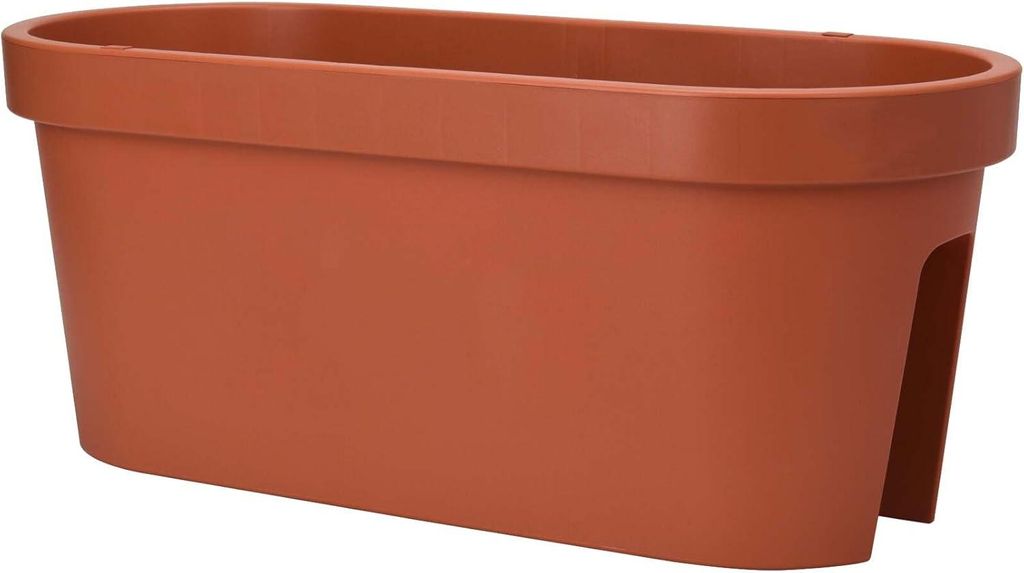 mucHome Geländer Balkonkasten 60x26x25 cm – Blumenkasten Pflanzkasten Blumentopf - Blumenkübel für Balkon & Terrasse (Terracotta)