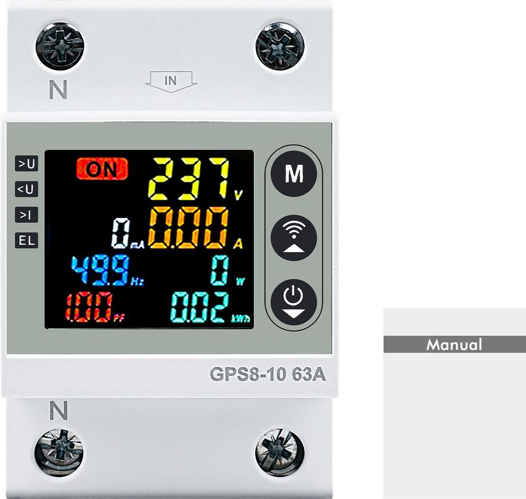 WiFi Smart Energy Power kWh-Meter mit Über- und Unterspannungsschutz, Überstrom- und Fehlerstromschutz – Steuerbar via TUYA App