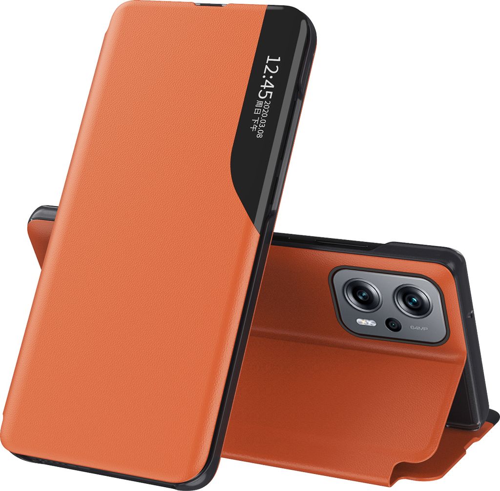 Hülle für Xiaomi Poco X4 GT Smart View Fenster Flip Stand Cover Kunstleder Schutzhülle für Xiaomi Poco X4 GT Orange
