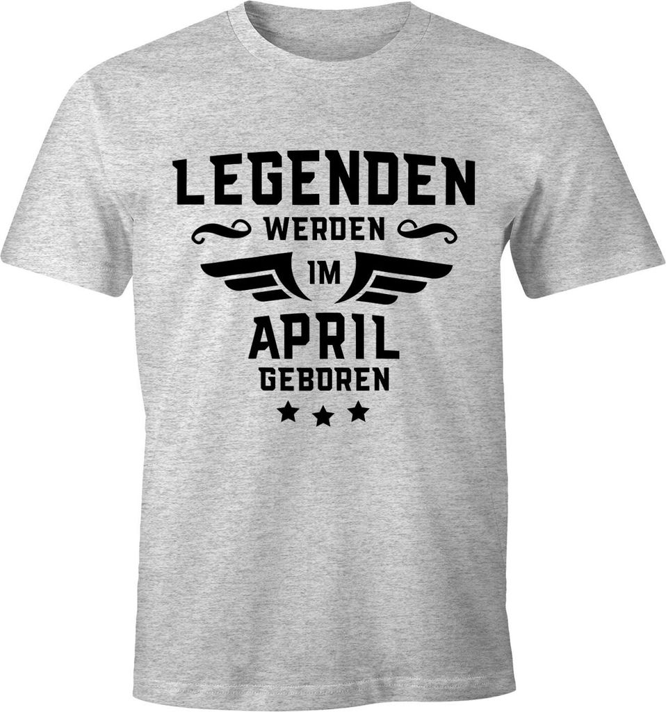 Legenden werden im Monat geboren Herren T-Shirt Geburtstag Birthday Legends are born Moonworks April grau-meliert S