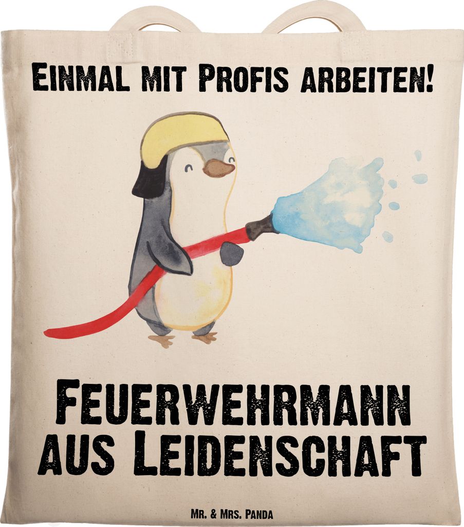 Mr. & Mrs. Panda Schultasche Feuerwehrmann Leidenschaft - Transparent - Geschenk, Tasche, Ausbildung, Feuerwehr, Freiwillige, Tote Bag, Shopping, S...