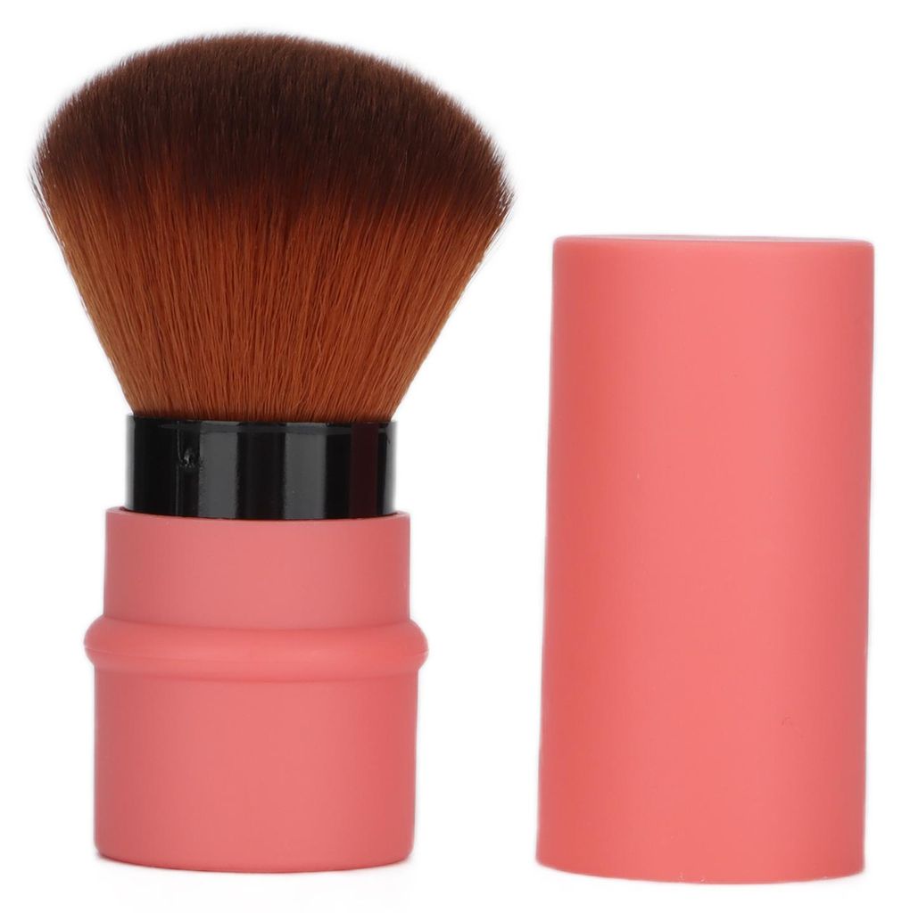 Abgeschrägter Rougepinsel, tragbarer, weicher, flauschiger Puderpinsel mit Kappe für Rouge, Bronzer, Puder und Kosmetikprodukte