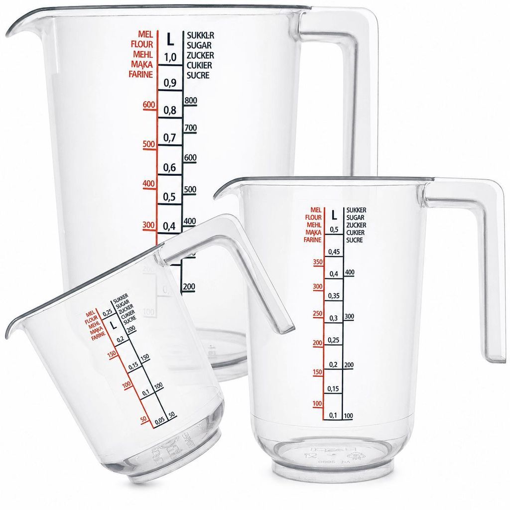 Messbecher 3er Set Kunststoff Meßkanne Meßbecher Produktbild 