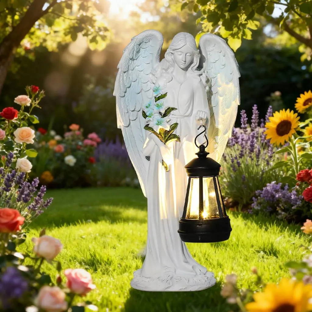 Statue d'Ange LED Solaire - Éclairage Funéraire et Déco Jardin Extérieur