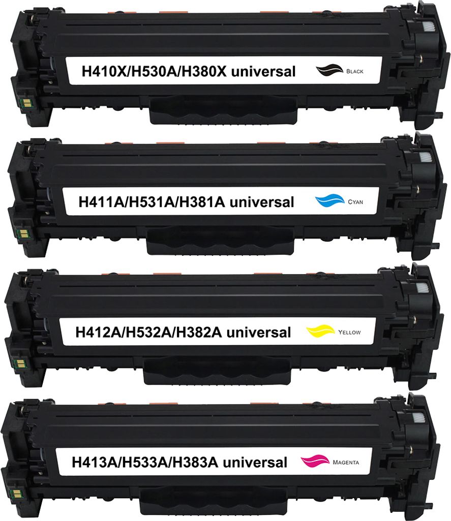 Toner Tonerpatronen Set kompatibel HP CE410X, CE411A, CE413A, CE412A 4 Toner alle Farben für LaserJet Pro 300 color M351A, MFP M375nw, 400 color, ...