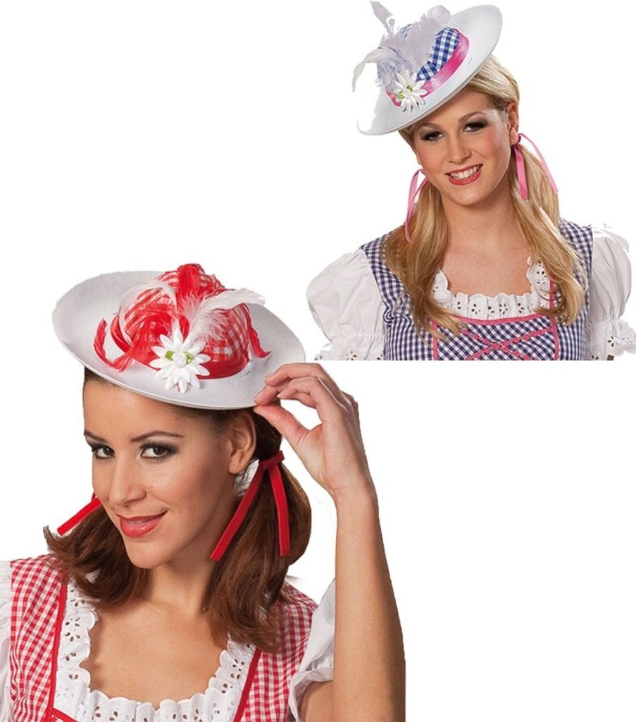 Weißer hut Hut  für Damen Damenhut Bayern Wiesn rot Produktbild 