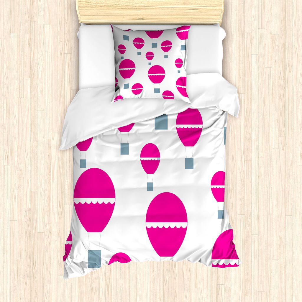 ABAKUHAUS Heißluftballon Bettbezug Set für Einzelbetten, Monochrome Fliegen, Milbensicher Allergiker geeignet mit Kissenbezug, 135 cm x 200 cm - ...