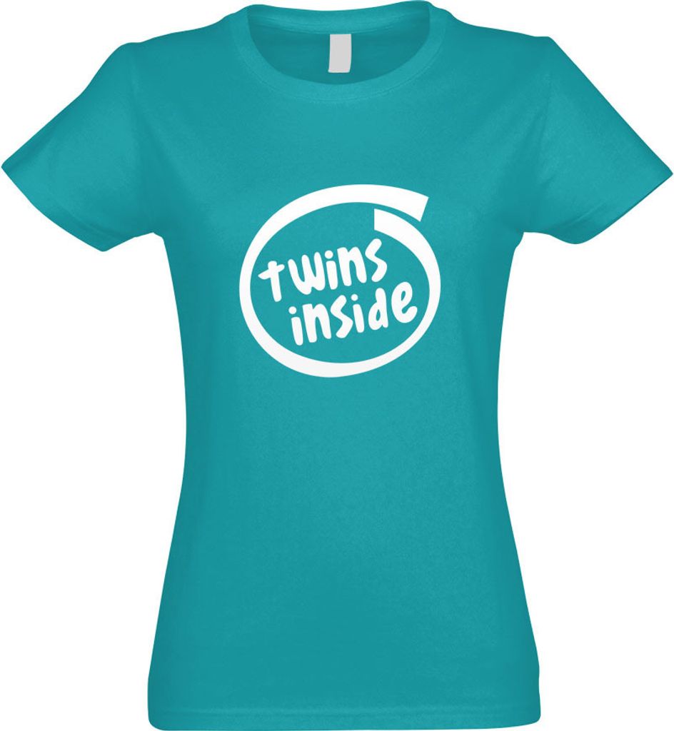 Kiwistar - T-Shirt tailliert - Damen - türkis - Twins Inside - mit Motiv Bedruckt - Funshirt Design - Sport - Freizeit - Damen - M