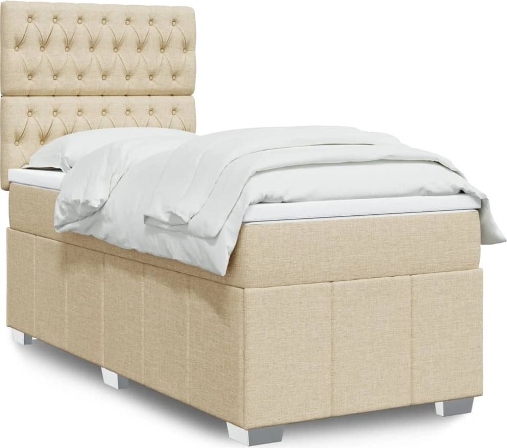 Maison Exclusive - Boxspringbett mit Matratze Creme 90x200 cm Stoff