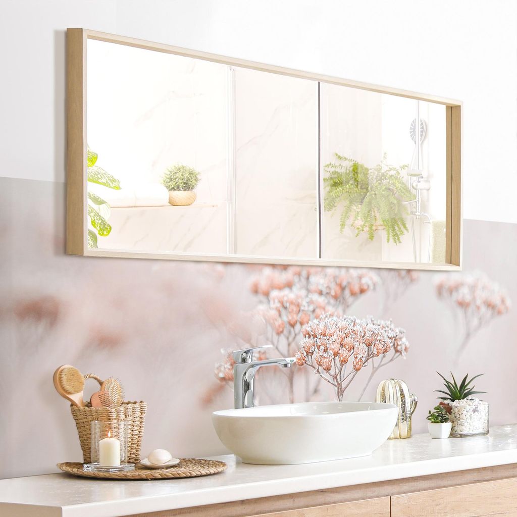 Wandverkleidung Bad mit Motiv selbstklebend - 0.35 mm Wandpaneel matt wasserfest Gräser rosa Landhaus Badrückwand fugenlos 260x75 cm