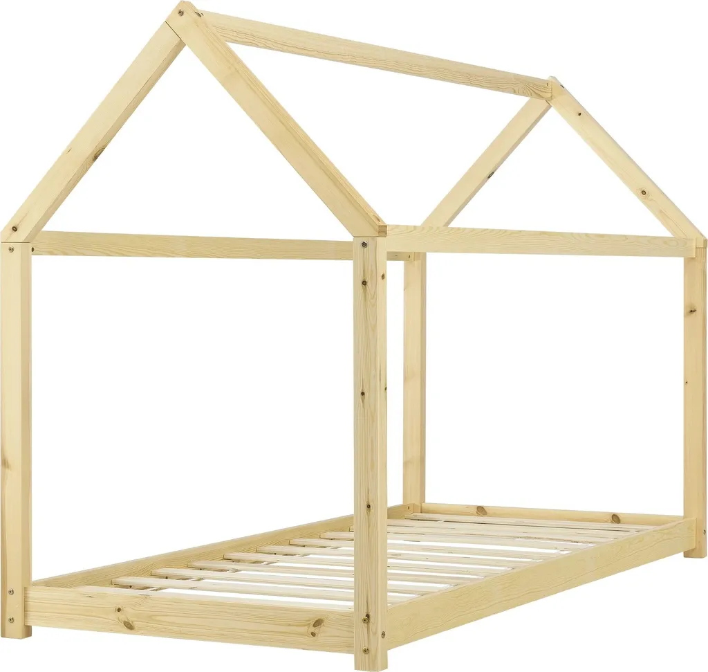 Lit enfant 90x200 Eldora en pin avec sommier : design mignon et durable