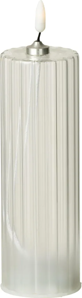 Bougie LED Large Flamme Vacillante et Verre Transparent Ornemental