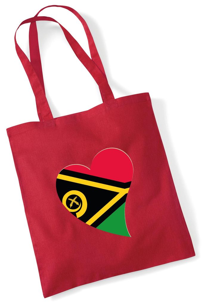 Huuraa Jutebeutel Vanuatu Flagge Herz 10 Liter Classic Red Baumwolle Tasche Geschenkidee