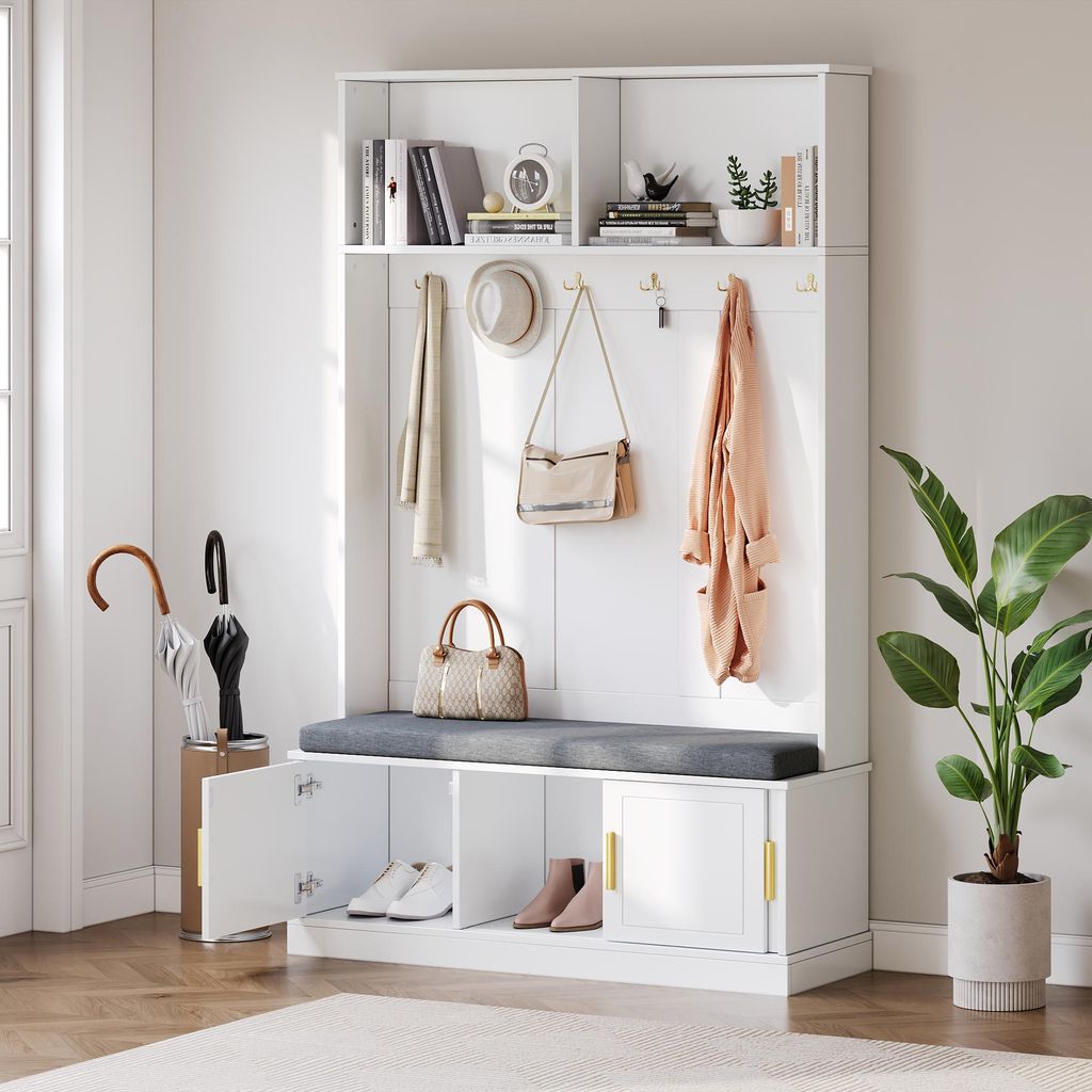 OKWISH Vestiaire d’entrée - Vestiaire avec Banc et 6 Image du produit 