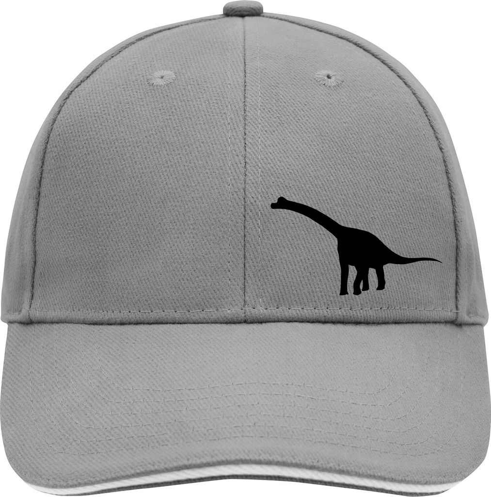 Huuraa Cappy Mütze Brachiosaurus Dinosaurier Dark Grey/White Baumwolle 6-Panel Kappe Geschenkidee