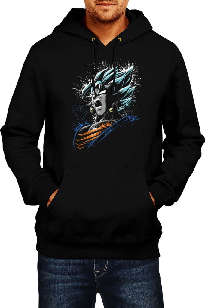 Herren Kapuzenpullover Dragon Anime Manga Ball Z Goku Super Blue 02, Man M / Schwarz