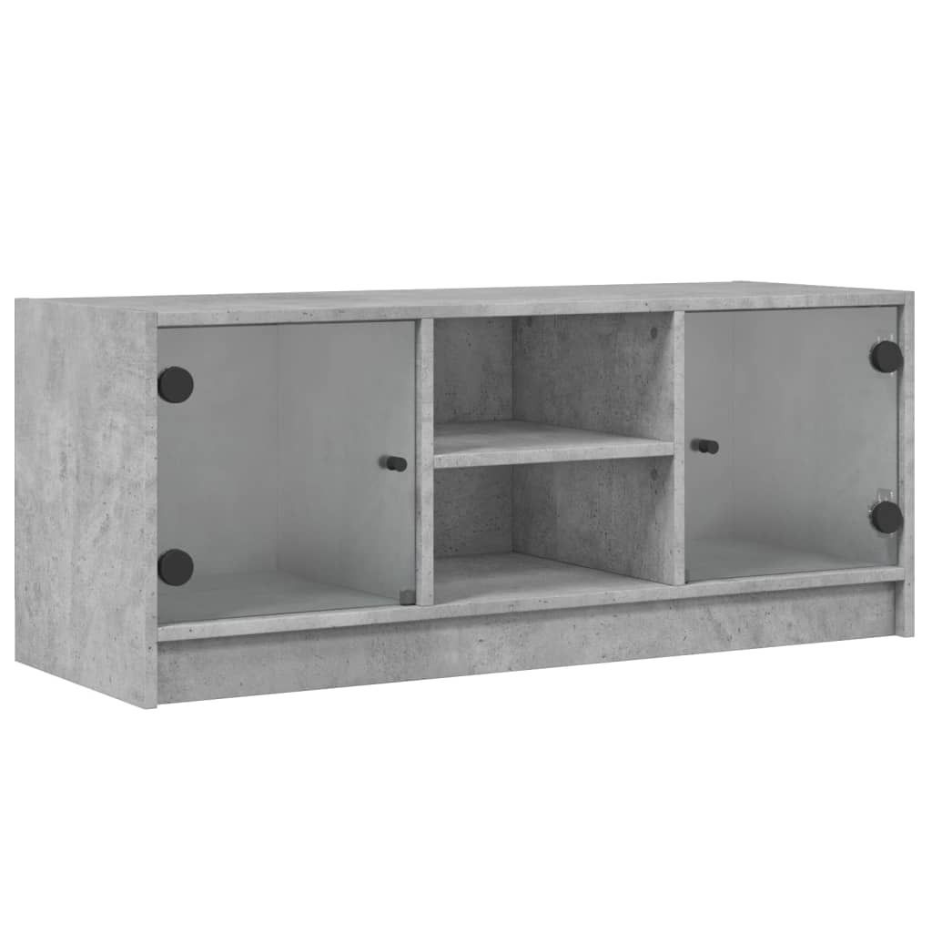 vidaXL TV-Schrank mit Glastüren Betongrau 102x37x42 cm