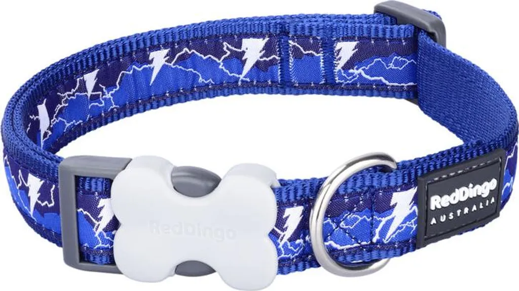 Collare Red Dingo Lightning Blu Marine 20-32cm | Fibbia Bucklebone