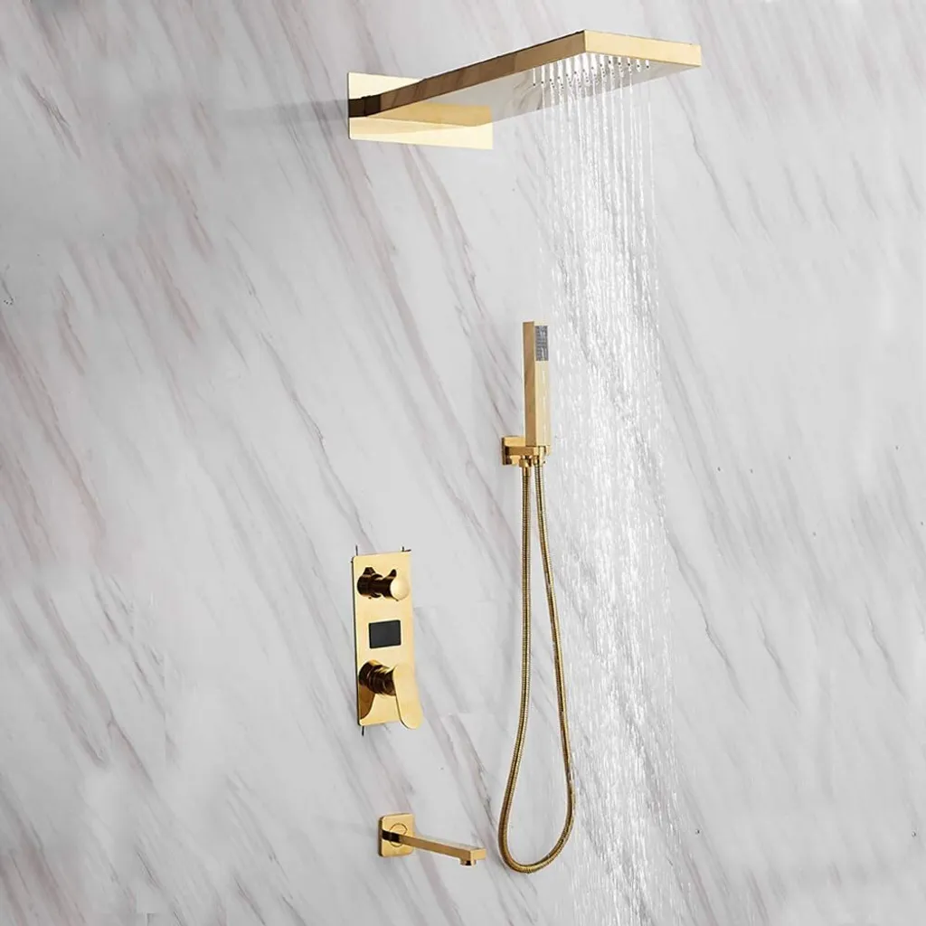 Set de douche encastrable complet avec ciel de pluie et mitigeur digital