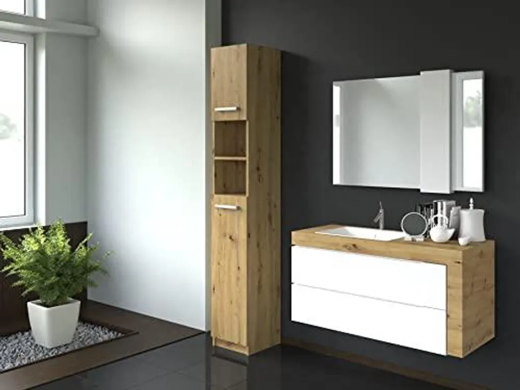 Étagère de salle de bain anti-encombrement Marbela Poller Chêne 183cm