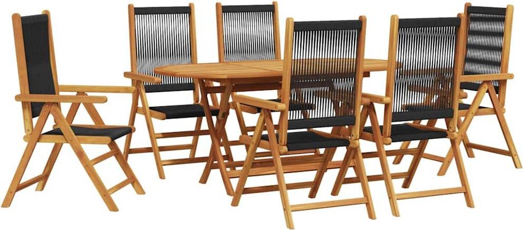 Garten Essgruppe 7 pcs Schwarz Massivholz Akazie