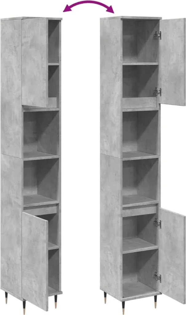 Armadietto Bagno Salvaspazio SYFAX™ 30x30x190 cm - Grigio Cemento Facile